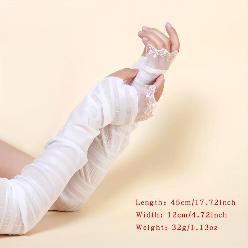 Lace Long Gloves Women Arm Sleeves Sunscreen UV Protection Fingerless Glove