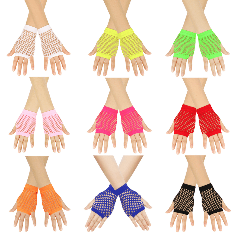 Candy Fishnet Gloves Hollow Y2K Fingerless Gloves