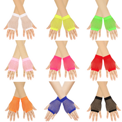 Candy Fishnet Gloves Hollow Y2K Fingerless Gloves