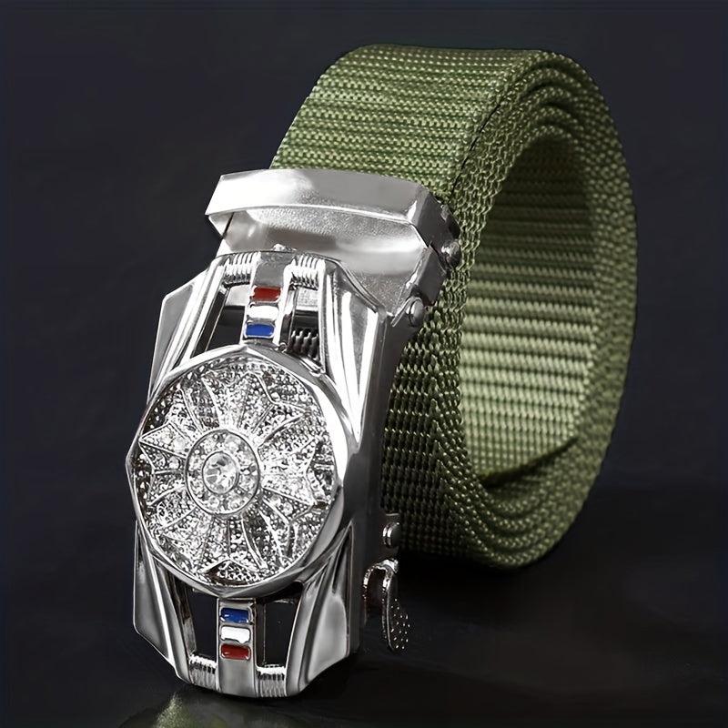 Automatic Buckle Slider Men's Casual Nylon Canvas Belt