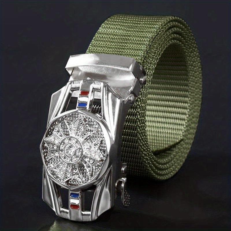 Automatic Buckle Slider Men's Casual Nylon Canvas Belt