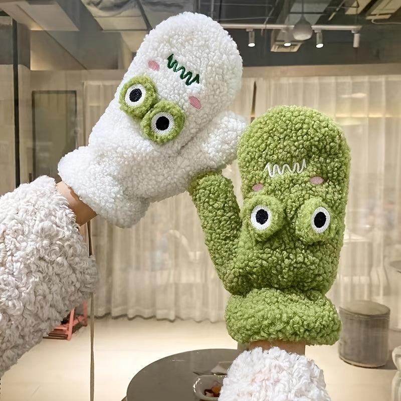 Frog Eye Mittens With Halter Neck Gloves