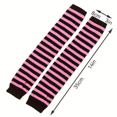 Striped Knitted Long Gloves Y2K Fingerless Gloves Unisex Hip Hop Elastic Gloves