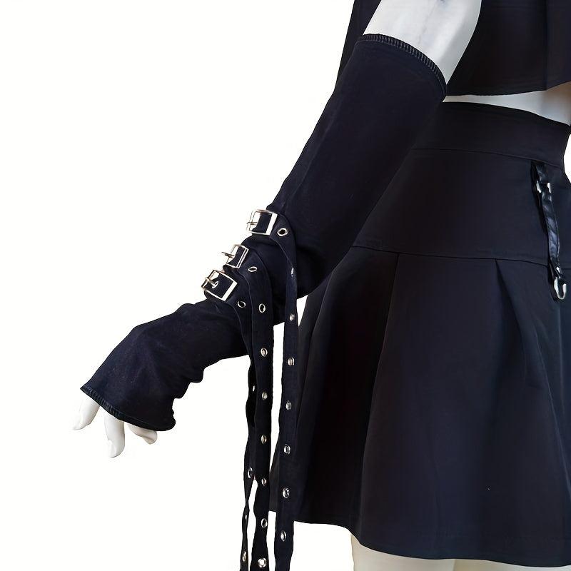 Rivet Belt Decor Punk Gloves Gothic Fingerless Gloves