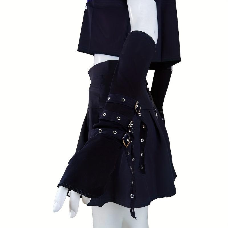 Rivet Belt Decor Punk Gloves Gothic Fingerless Gloves