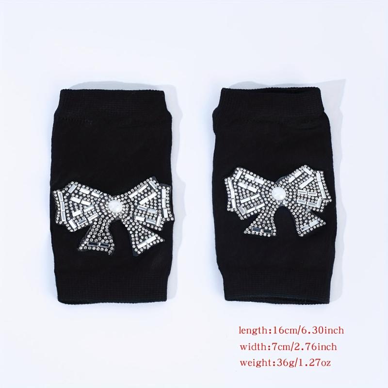Rhinestone Bowknot Y2K Gloves for Women