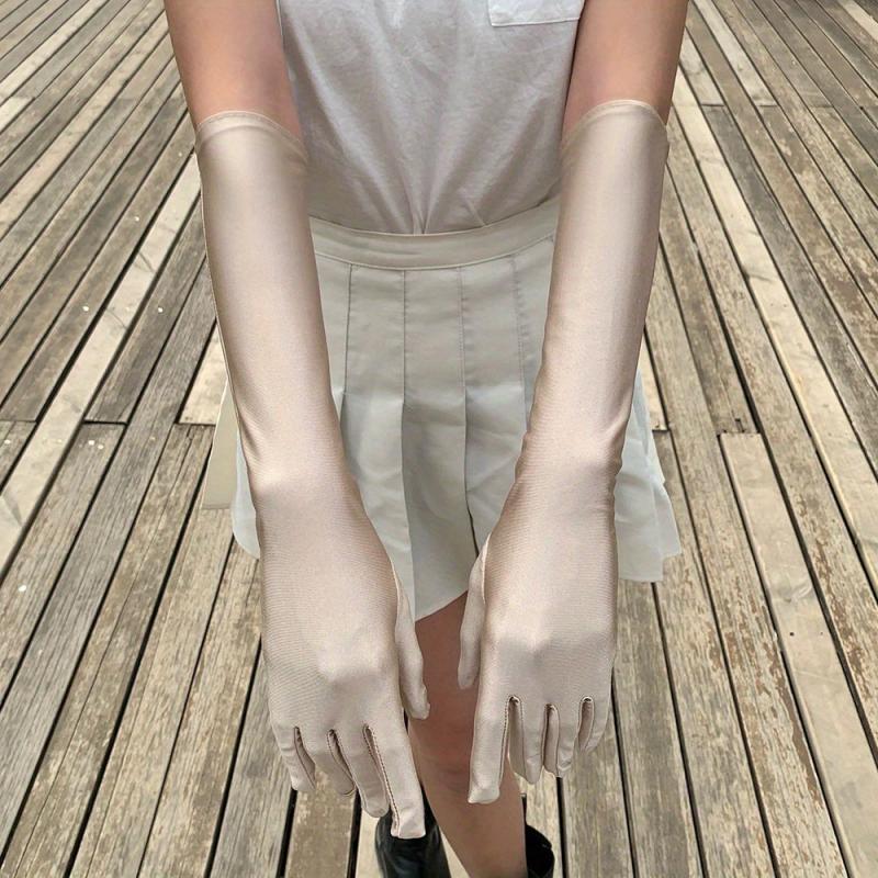 Full Finger Sunscreen Gloves UV Protection Retro Solid Gloves