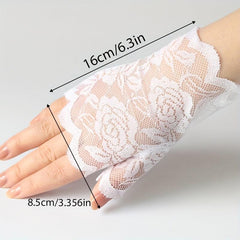 Short Lace Gloves Fingerless Sunscreen Vintage Ladies Girls Gloves