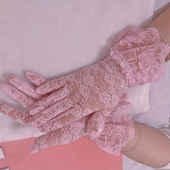 Short Lace Gloves Women Breathable Wedding Gloves