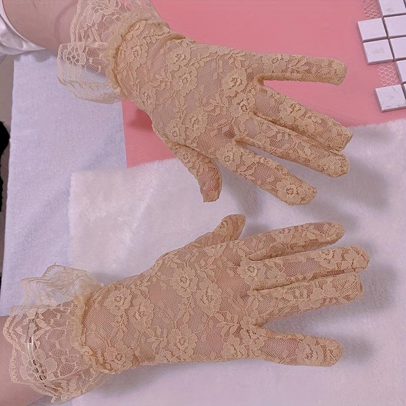 Short Lace Gloves Women Breathable Wedding Gloves