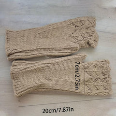 Women's Fingerless Knitted Warm Gloves Short Wrist Protection