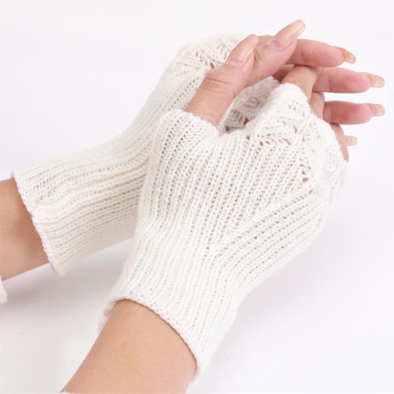Women's Fingerless Knitted Warm Gloves Short Wrist Protection