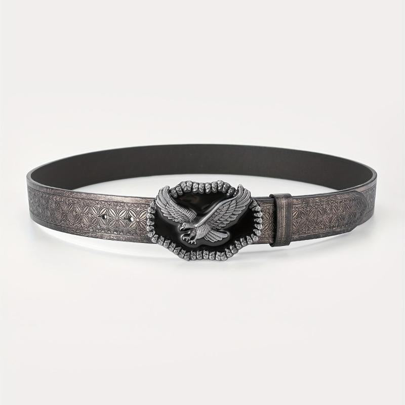 Men's Embossed Buckle Belt PU Leather Cowboy Suit Waist Strap
