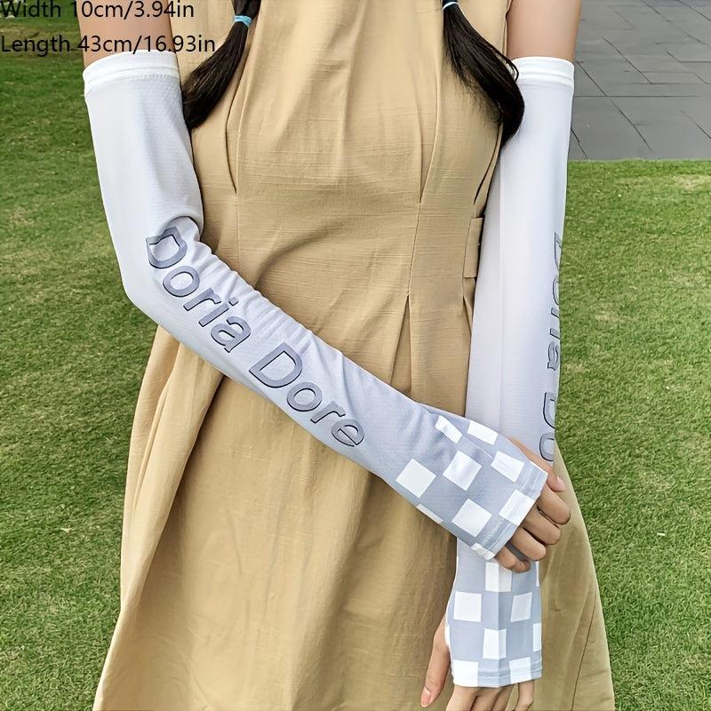Plaid Gradient Ice Sleeve Thin Sunproof Sunshade Arm Protection for Summer