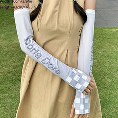 Plaid Gradient Ice Sleeve Thin Sunproof Sunshade Arm Protection for Summer
