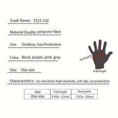 Ice Viscose Sunscreen Gloves Short Solid Elastic Gloves Touch Screen UV Protecti