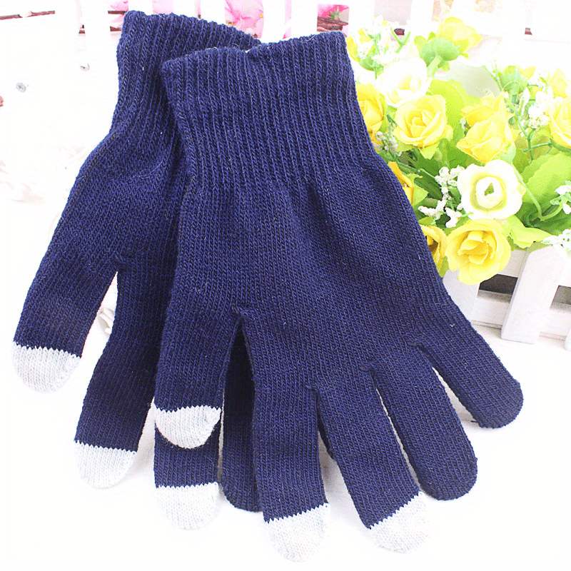 Knitted Warm Full Finger Touch Screen Gloves for Driving Cycling Skiing
