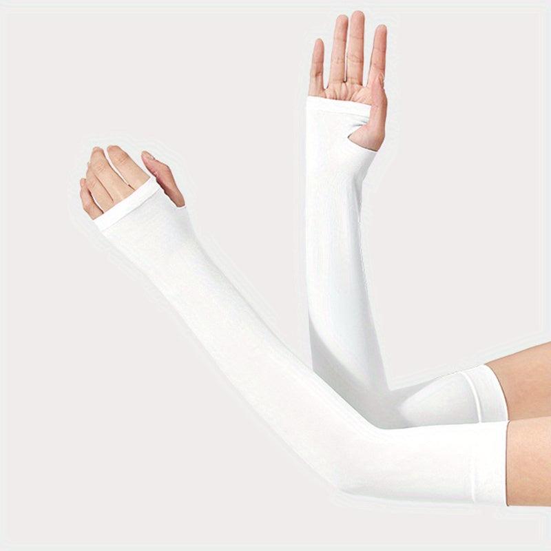 Breathable Elastic Ice Gloves UV Protection Solid Fingerless Gloves