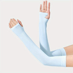 Breathable Elastic Ice Gloves UV Protection Solid Fingerless Gloves