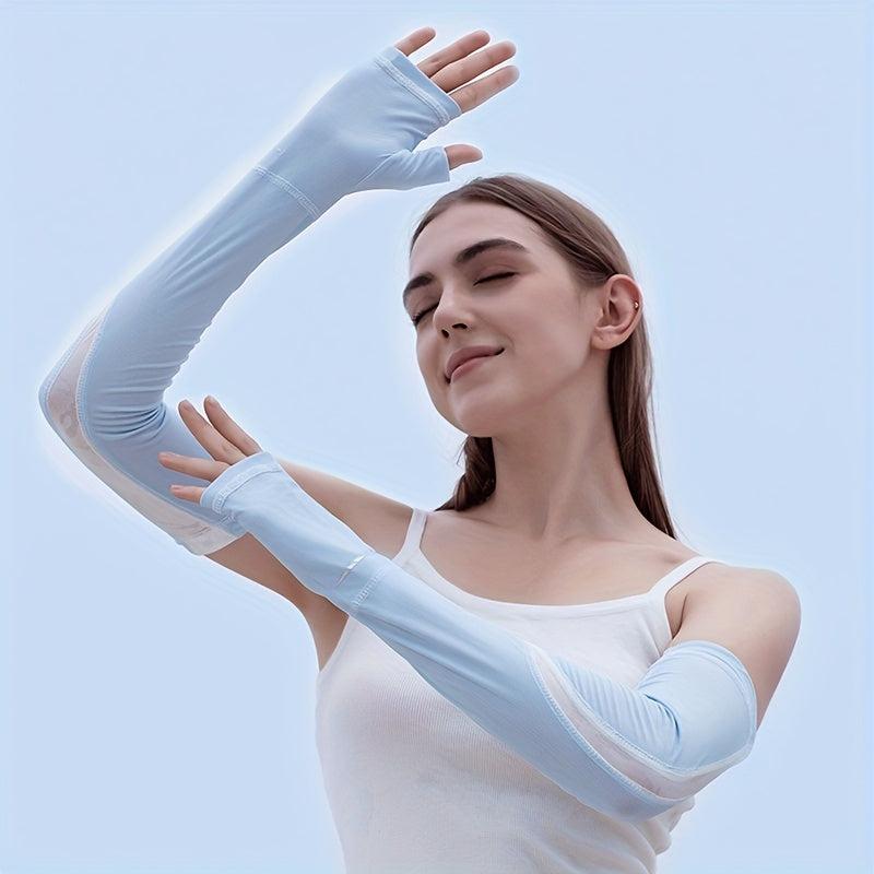 Sunscreen Ice Sleeves Breathable Half Finger Gloves
