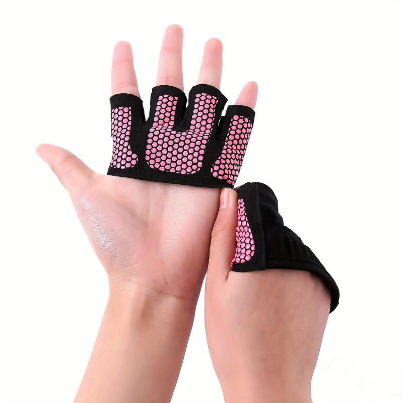 Rose Red Fitness Non-slip Fingerless Gloves for Women