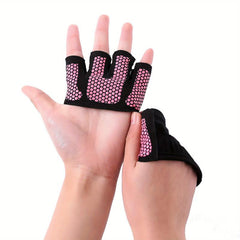 Rose Red Fitness Non-slip Fingerless Gloves for Women