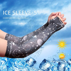 Geometric Universe Ice Sleeves Print UV Protection Gloves