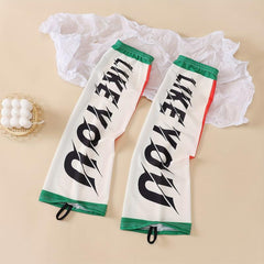 Letter Print Arm Sleeves Unisex Sunscreen Gloves for Outdoor