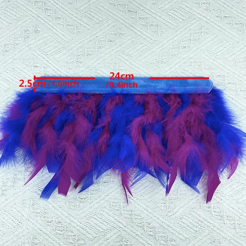Real Fur Ostrich Feather Cuff Snap Bracelet