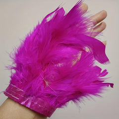 Real Fur Ostrich Feather Cuff Snap Bracelet