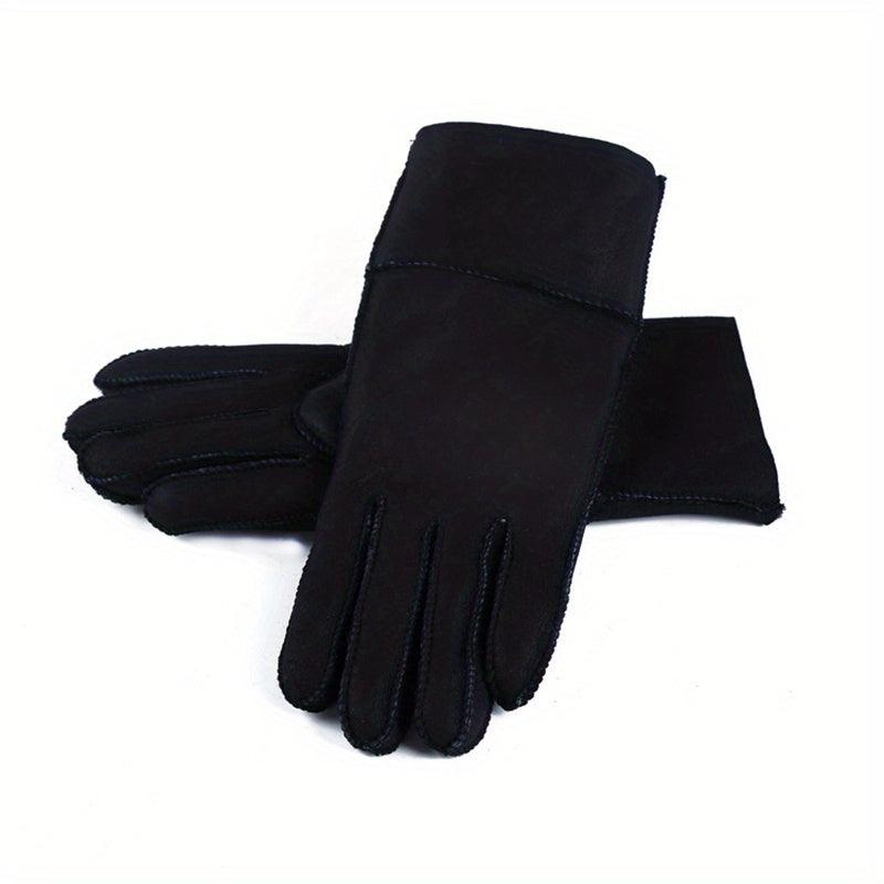 Short Real Sheepskin Gloves Waterproof Full Finger Gloves