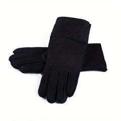 Short Real Sheepskin Gloves Waterproof Full Finger Gloves