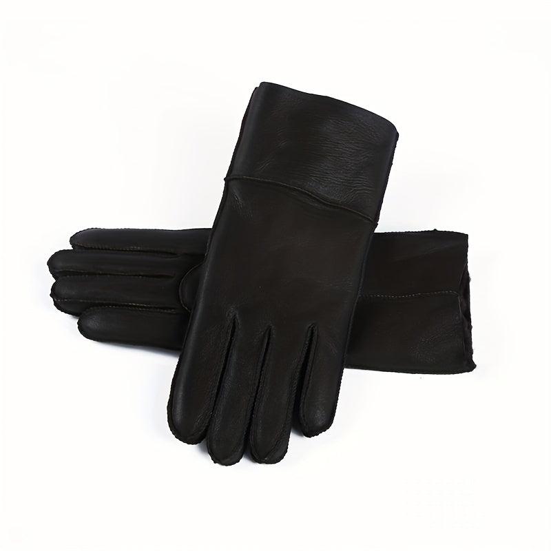 Short Real Sheepskin Gloves Waterproof Full Finger Gloves
