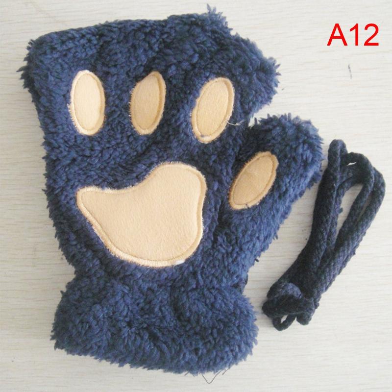 Cat Claw Gloves Paw Plush Fingerless Warm Soft Plush Girls Half Finger Gloves