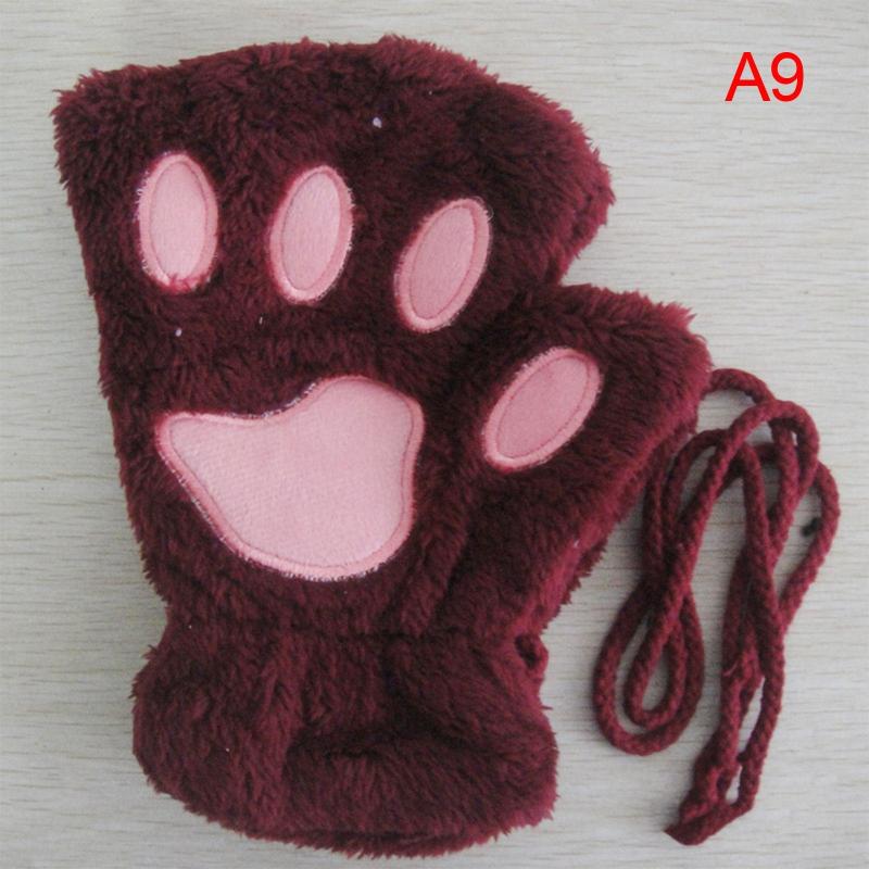 Cat Claw Gloves Paw Plush Fingerless Warm Soft Plush Girls Half Finger Gloves