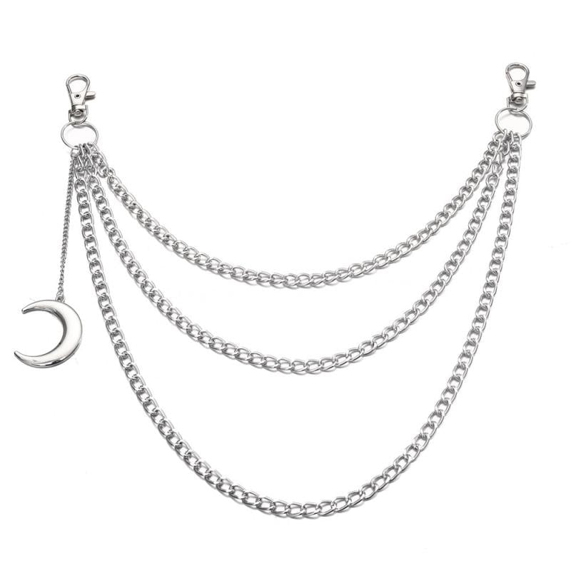 Moon Pendant Chain Punk Keychain for Men Women