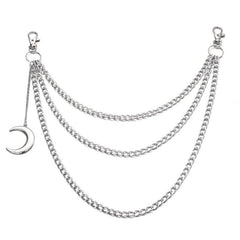 Moon Pendant Chain Punk Keychain for Men Women