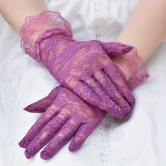 Floral Lace Ruffle Short Gloves Solid Decorative Dress Accessories