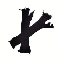 Knitted Ripped Tassel Punk Gloves Gothic Fingerless Mittens