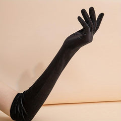 Velvet Long Gloves Solid Vintage Women Dress Gloves