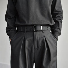 Men's Canvas Double-Breasted Full Body Leather Belt