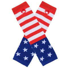 Flag Knitted Gloves Block Elastic Mid length Gloves Casual Fingerless Gloves