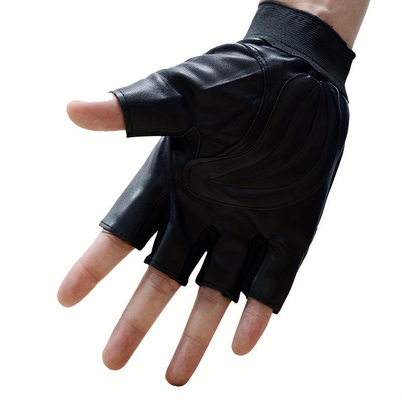 Unisex Tactical Fingerless Gloves PU Leather Outdoor Sports Fitness Half Finger