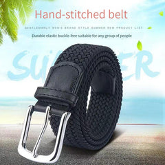 Men's Canvas Pin Buckle Elastic Casual Pants Belt