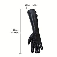 Leather Long Gloves Wool Warm Outdoor Coldproof Leather Gloves