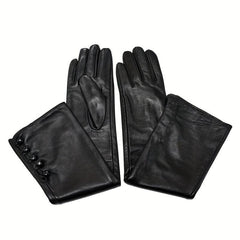 Leather Long Gloves Wool Warm Outdoor Coldproof Leather Gloves