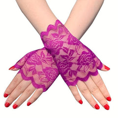Lace Fingerless Gloves Bridal Wedding Floral Women Dress Accessories