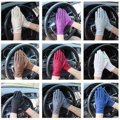 Sunscreen Gloves Flower Embroidery Riding Gloves for Women