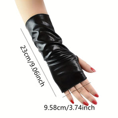 Fingerless Gloves Gothic Punk Rock Stage Gloves For Women PU Leather Gloves