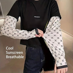 Butterfly Print Ice Sleeves Sunproof Gloves For Women